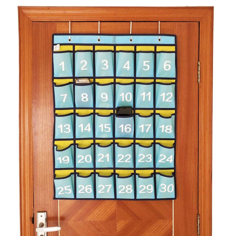 ANIZER Numbered Classroom Pocket Chart Hanging Organizer for Cell Phones Calculator Holders (30 POCKETS) - Image 2